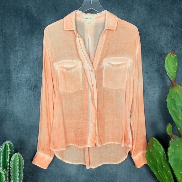 Anthropologie Cloth Stone Ombre Button Down Shirt - Picture 3 of 9